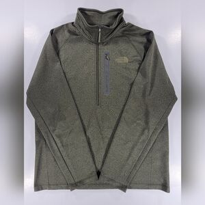 NORTH FACE Sweater Mens XL Olive 1/2 Zip Pullover Chest Pocket Logo Outdoor Hike